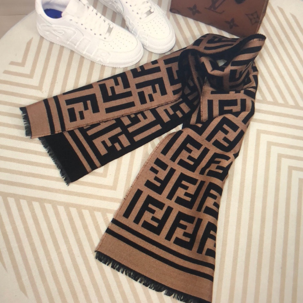 Fendi FF Patten Wool and Silk Yarn Scarf